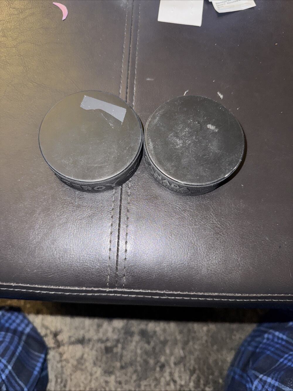 2 Viceroy Canada Official Hockey Pucks black blank